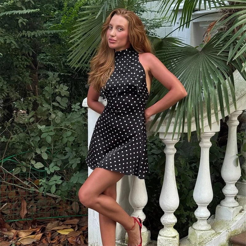 Nordave™ Sienna Polka Dot Halter Mini Dress