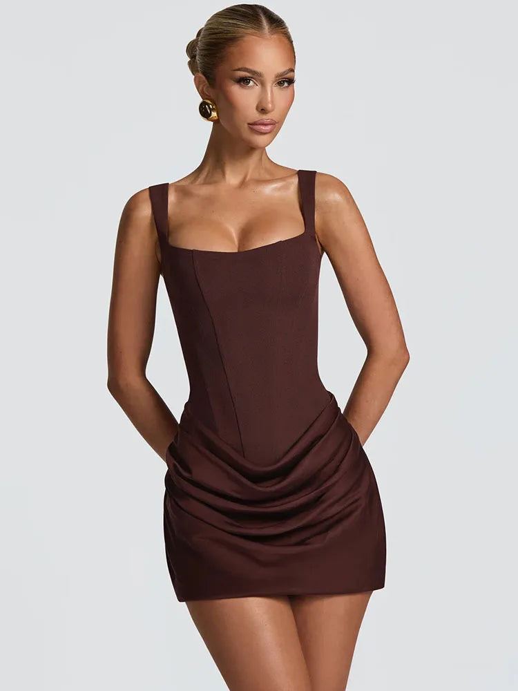 Nordave™ Celeste Backless Ruched Mini Dress