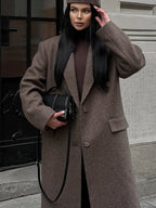 Nordave™ Brown Wool Shoulder Coat