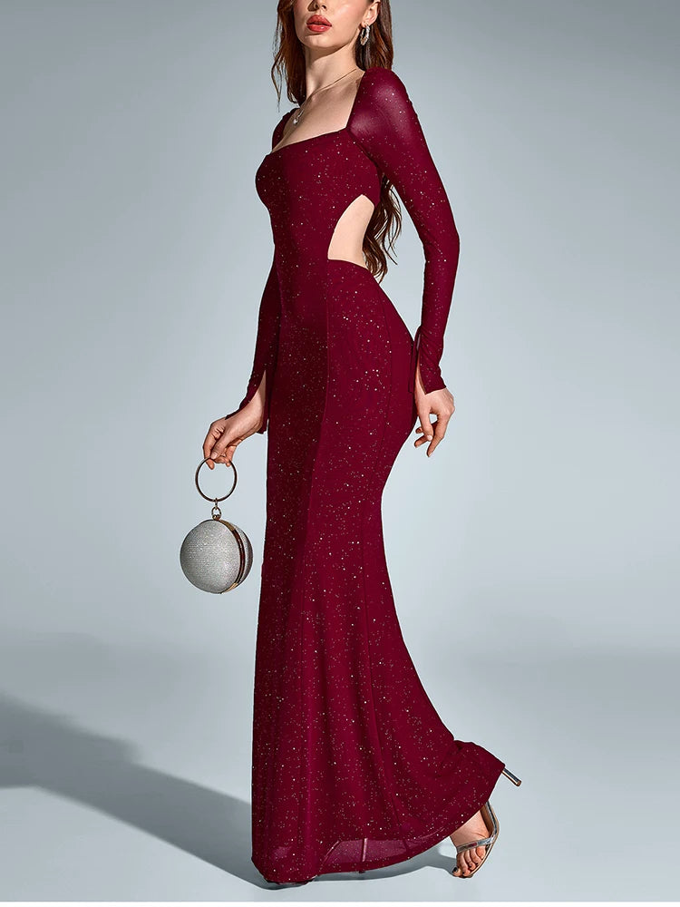 Nordave™ Aria Sequin Cut-Out Maxi Dress