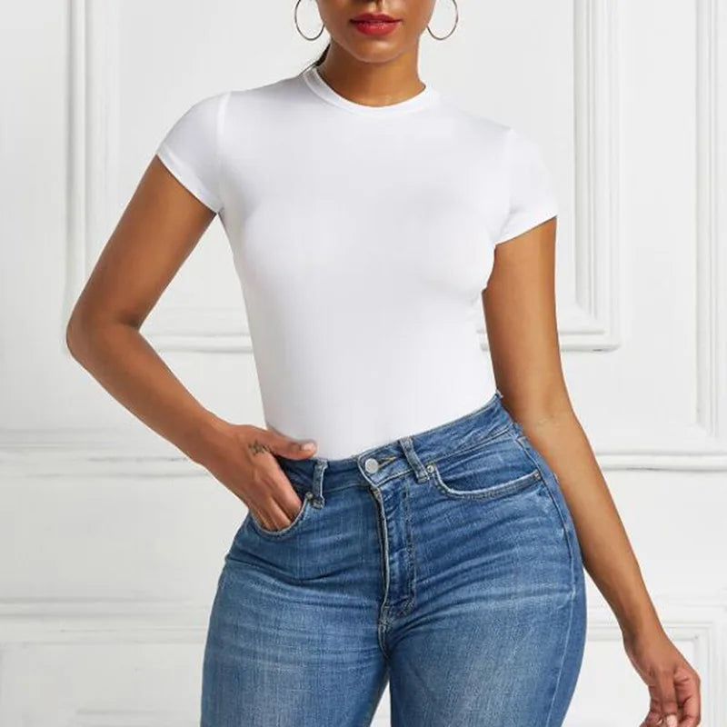Nordave™ Lina Short Sleeve Bodycon Bodysuit