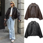 Nordave™ Freja Vintage Leather Bomber Jacket