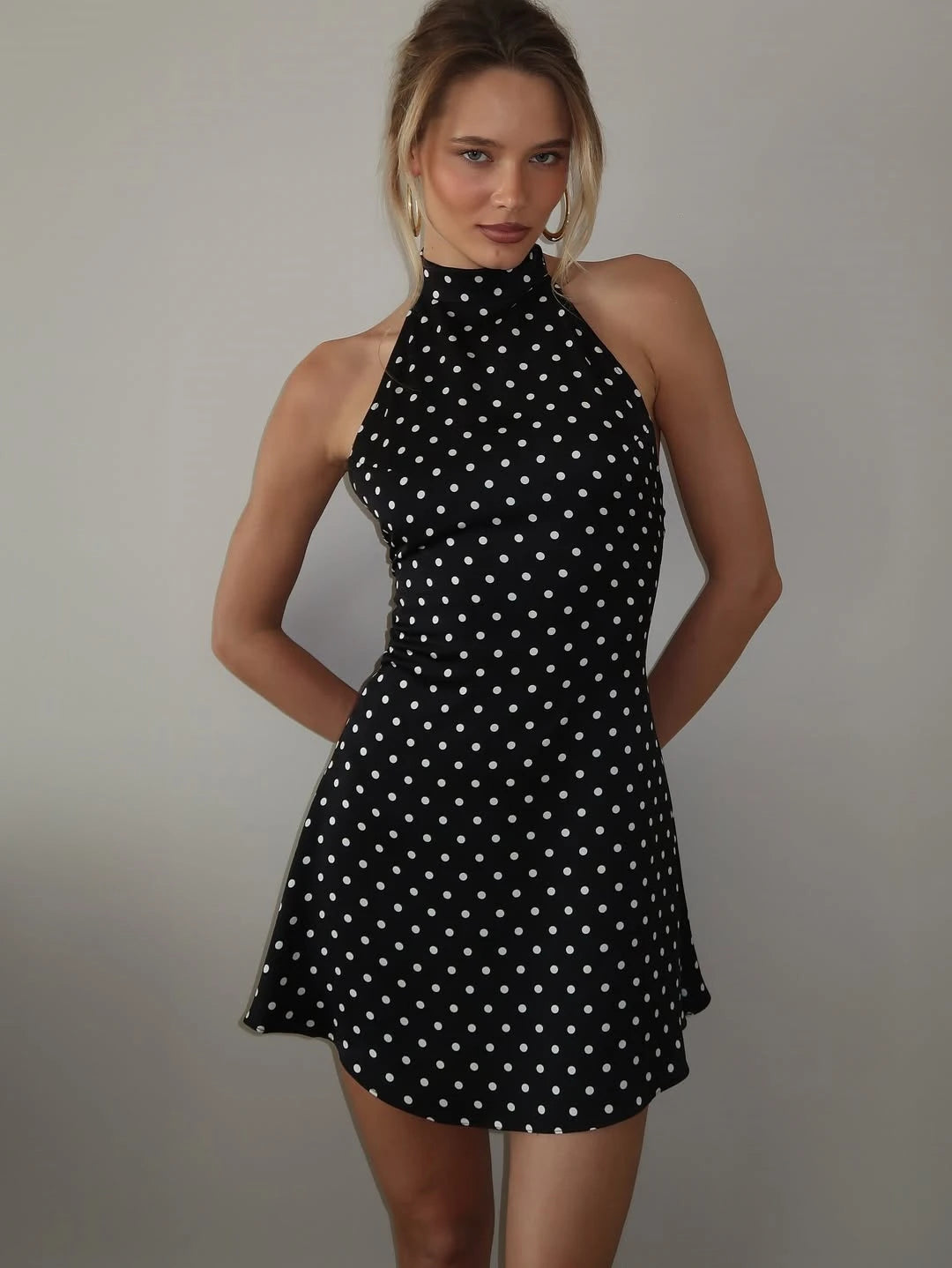 Nordave™ Sienna Polka Dot Halter Mini Dress