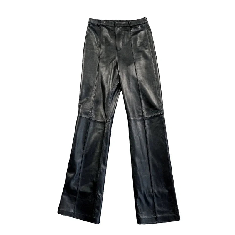 Nordave™ Sigrid Genuine Leather Straight Trousers