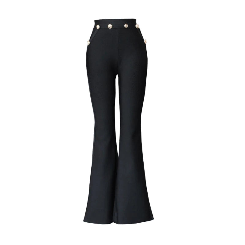 Nordave™ Aria Gold Button Flared Trousers