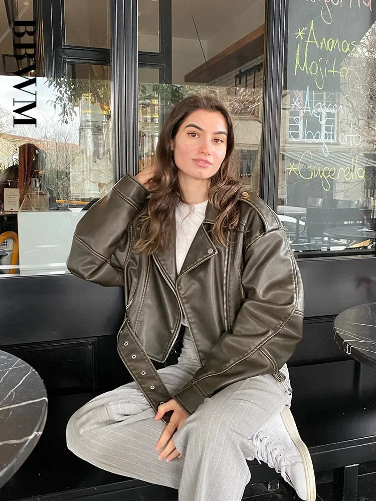 Nordave™ Vintage Moto Leather Jacket