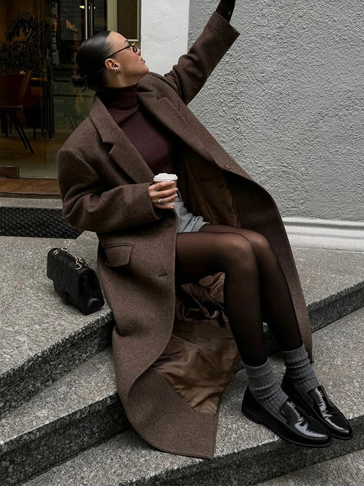 Nordave™ Brown Wool Shoulder Coat