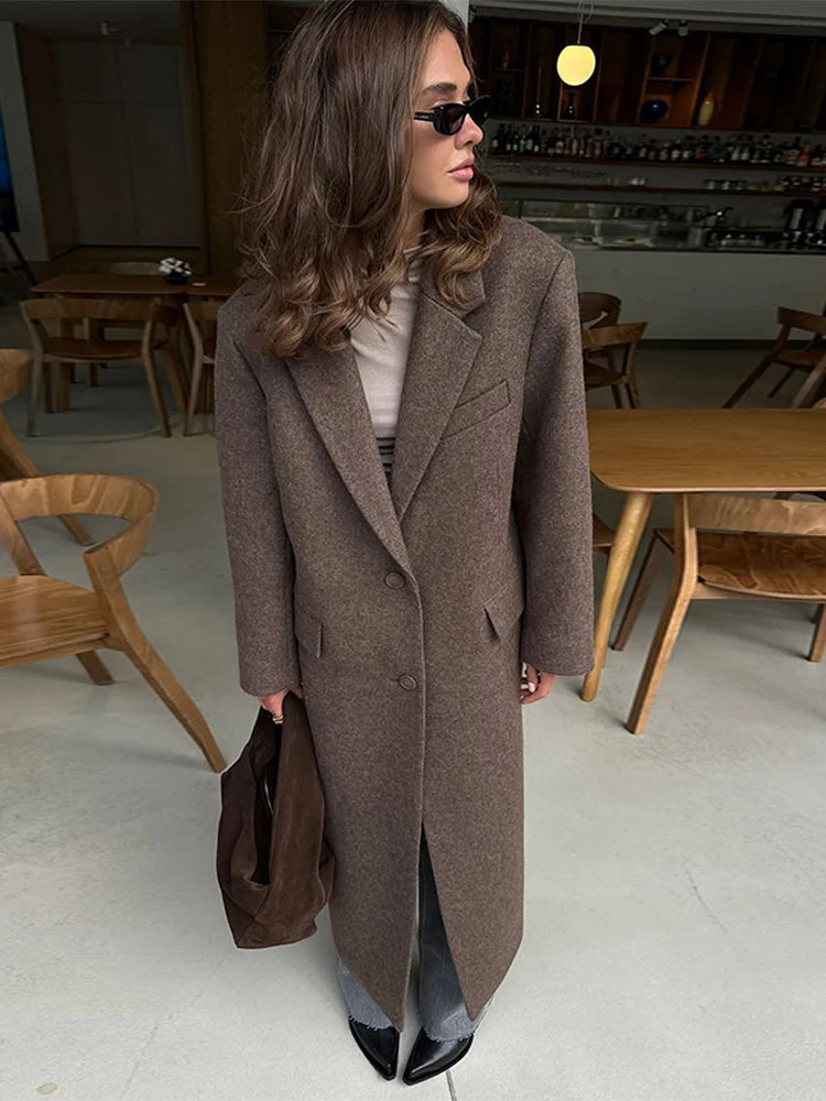 Nordave™ Brown Wool Shoulder Coat