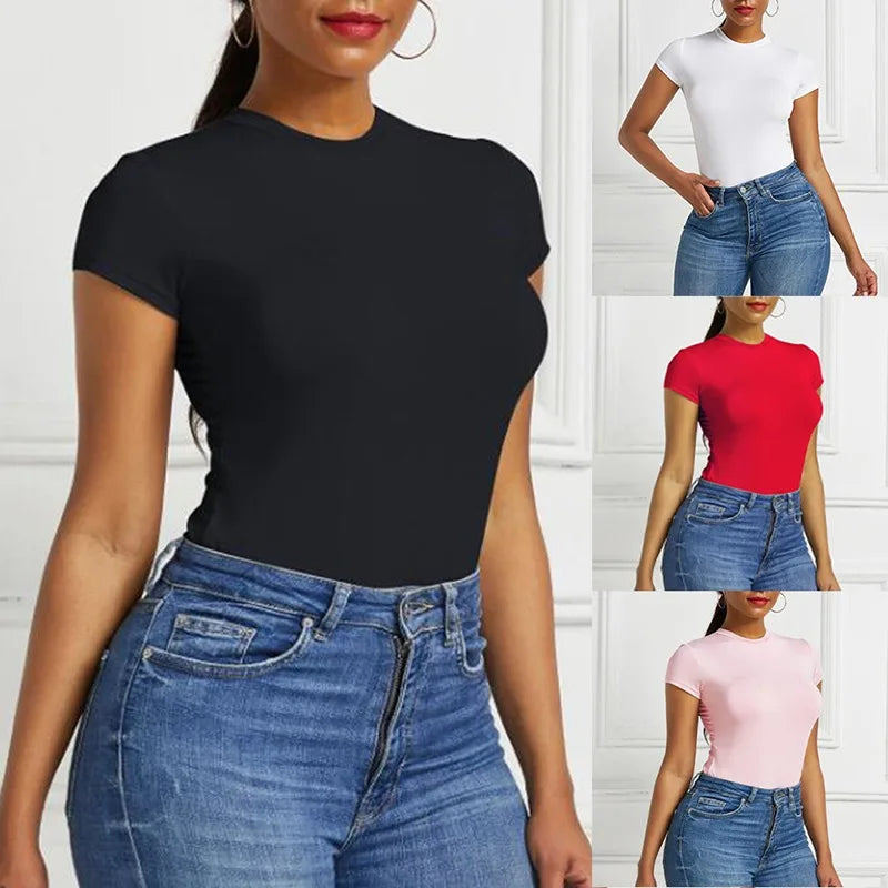 Nordave™ Lina Short Sleeve Bodycon Bodysuit