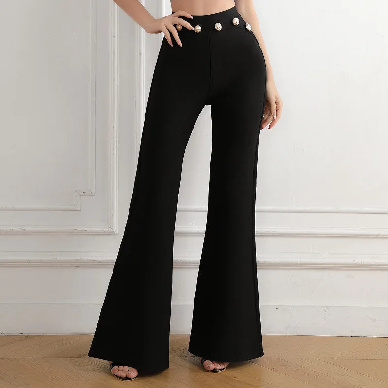 Nordave™ Aria Gold Button Flared Trousers
