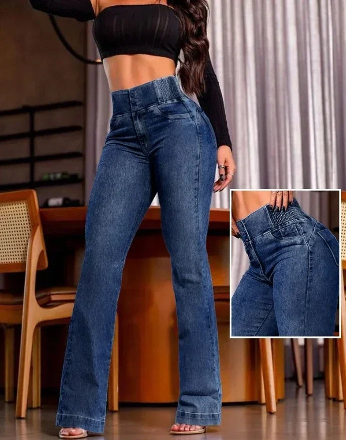 Nordave™ Alina High-Waisted Button Jeans
