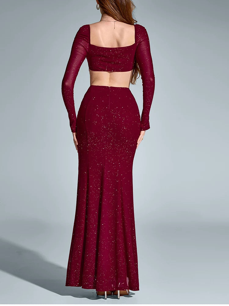 Nordave™ Aria Sequin Cut-Out Maxi Dress