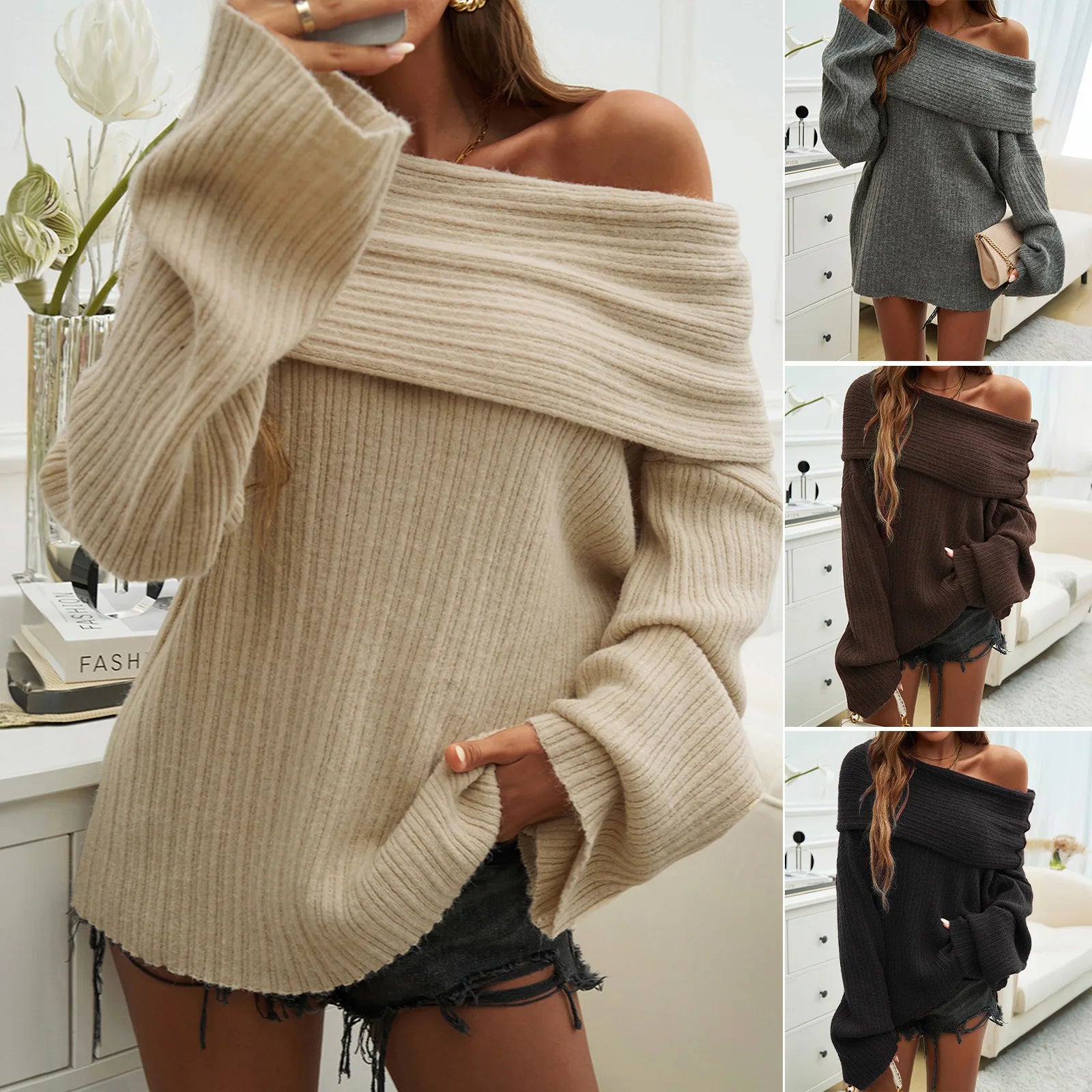 Nordave™ Off-Shoulder Knit Sweater
