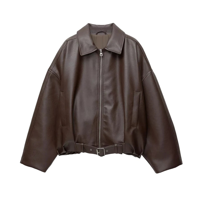 Nordave™ Freja Vintage Leather Bomber Jacket