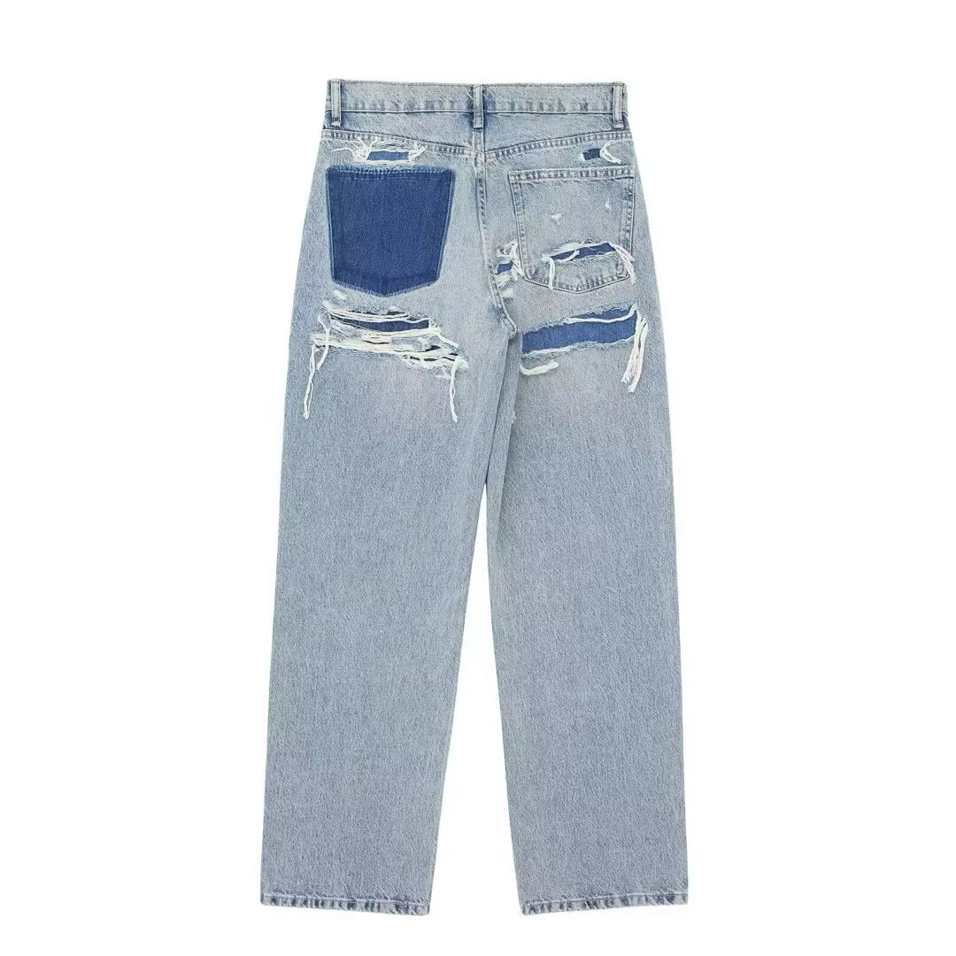Nordave™ Liv Vintage Patchwork Jeans