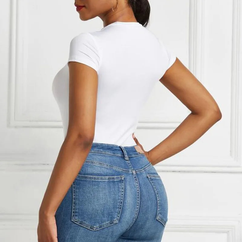 Nordave™ Lina Short Sleeve Bodycon Bodysuit