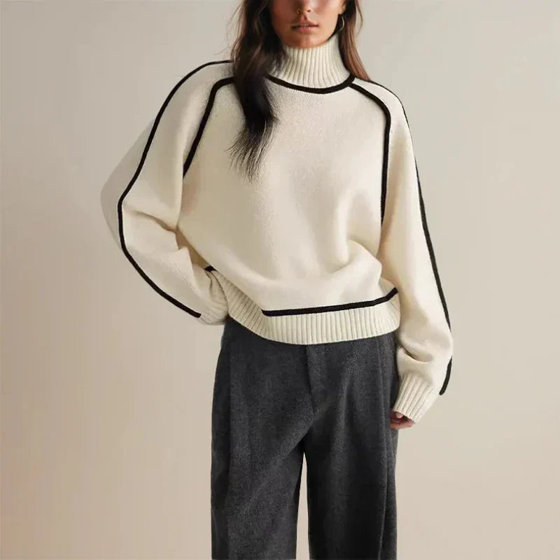 Nordave™ Contrast Detail Knitted Turtleneck Sweater