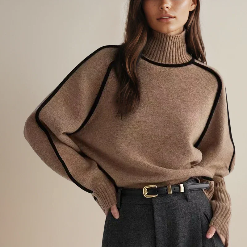 Nordave™ Contrast Detail Knitted Turtleneck Sweater