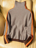 Nordave™ Contrast Stripe Turtleneck Sweater